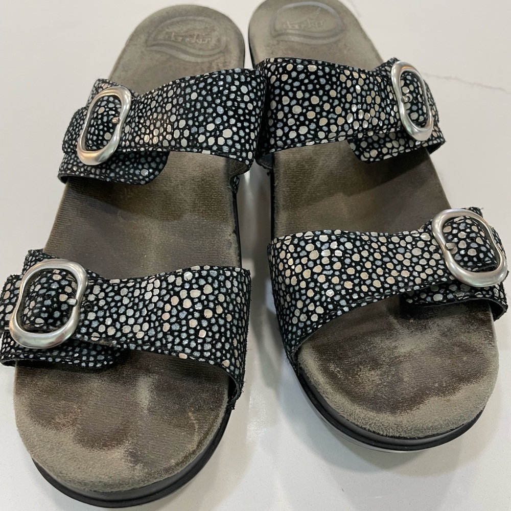 Dansko Black and White Sandals
